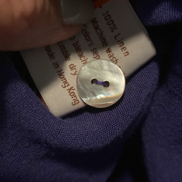 Fridaze 100% Linen button down Tunic Blouse Womens L Purple asymmetric Lagenlook - Picture 7 of 10